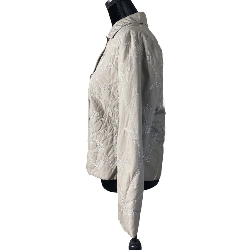 Sigrid Olsen Tan Quilted Size Medium Lined Blue E… - image 4